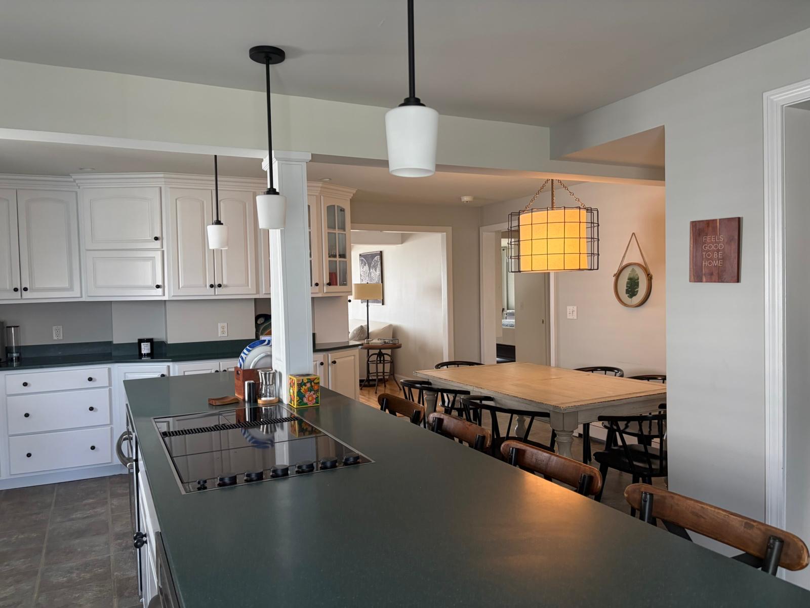 Polished white kitchen with a clean island