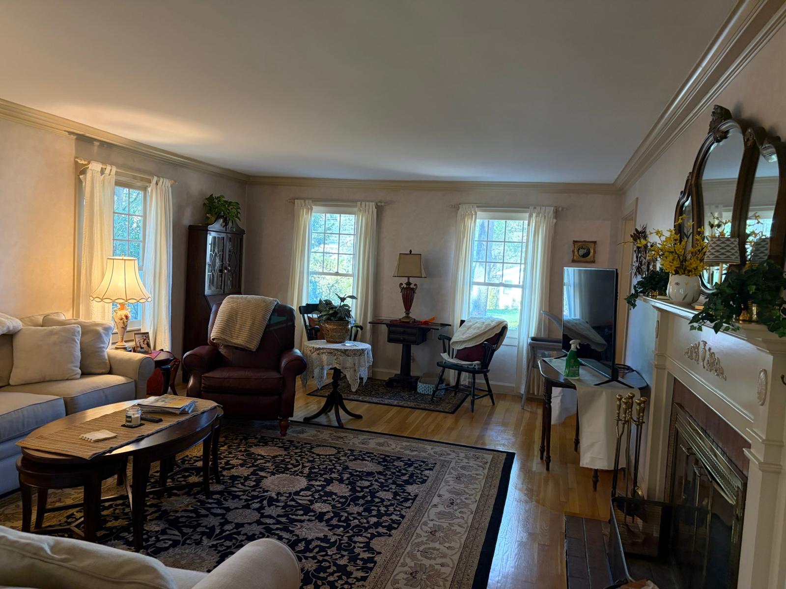 Classic living room cleaned with careful attention to detail